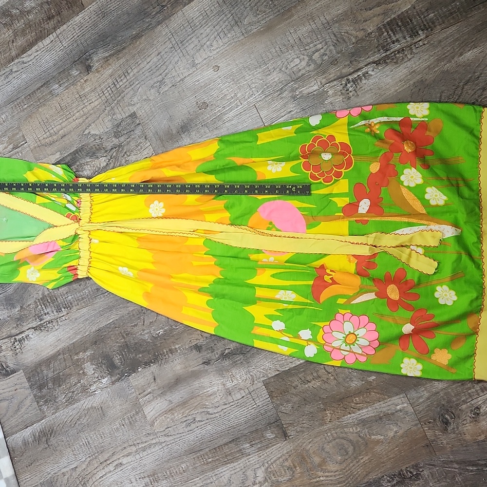 Mr Hank Dress Vibrant Floral Maxi mod v neck sleeveless vintage 1960 70's m l - Picture 11 of 16